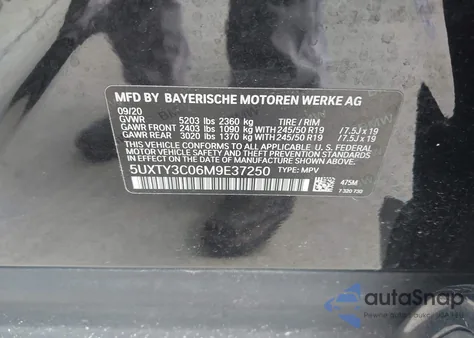 2021 BMW X3 Sdrive30I z USA, uszkodzony, nr VIN 5UXTY3C06M9E37250